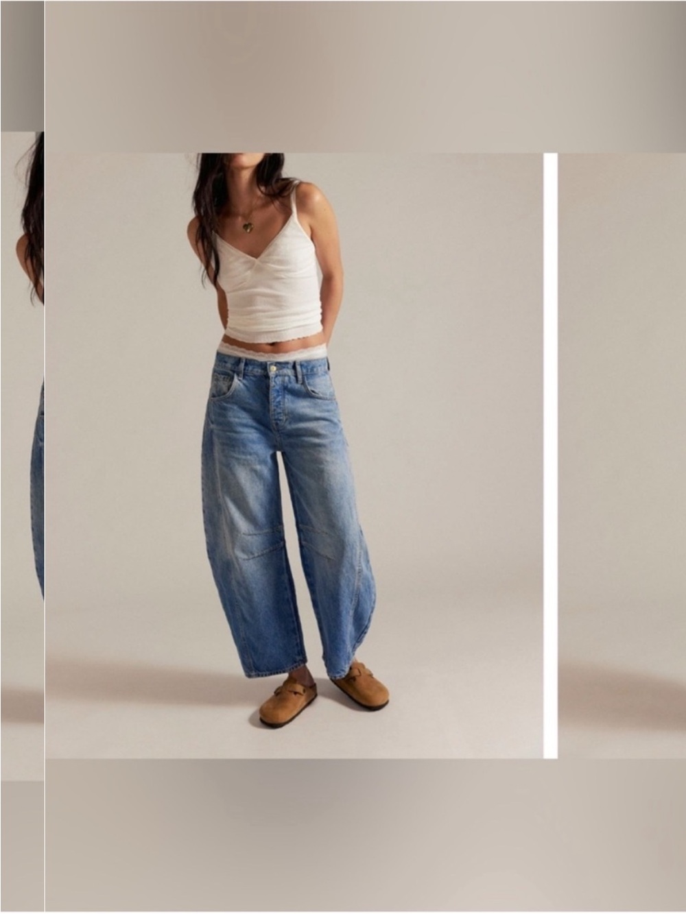 NWT Free People We The Free Good Luck Mid-Rise Barrel Jeans ultra light beam 33 - Picture 6 of 15